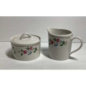 Farberware‎ English Garden #225 Creamer and Sugar Bowl with Lid Set Stoneware
